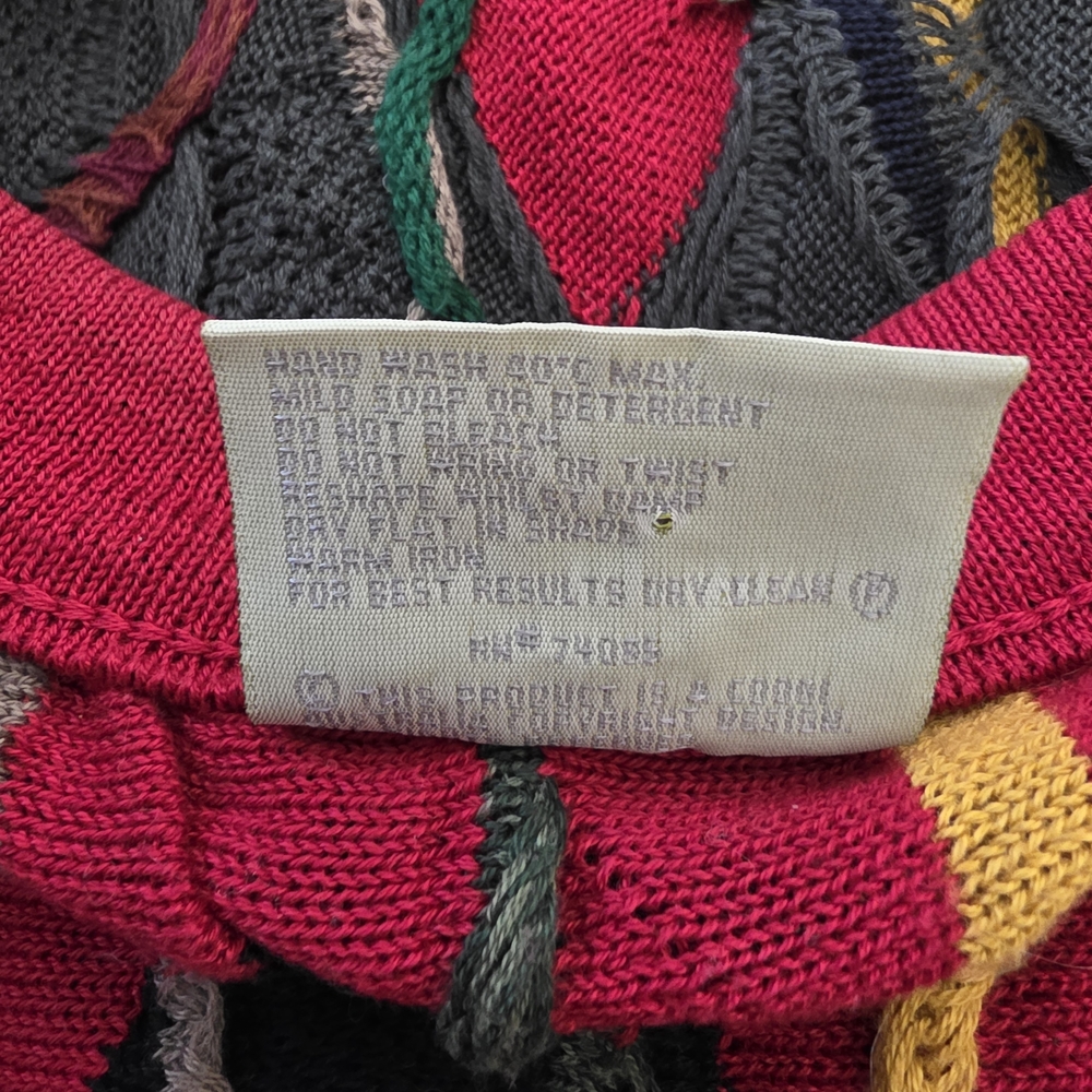 Coogi Sweater Vintage 3D Knit Cardigan Colorful Cosby 90s Australia Size Medium - Picture 4 of 12